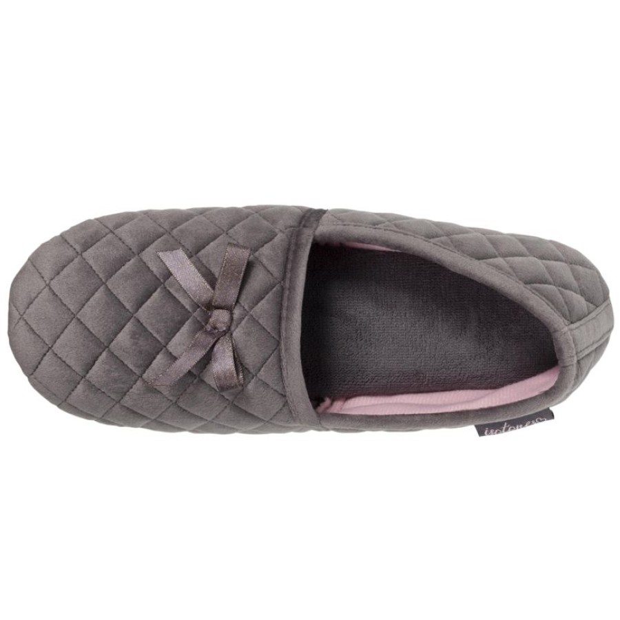 Femme Isotoner | Chaussons Slippers Femme Matelasses Gris Fonce