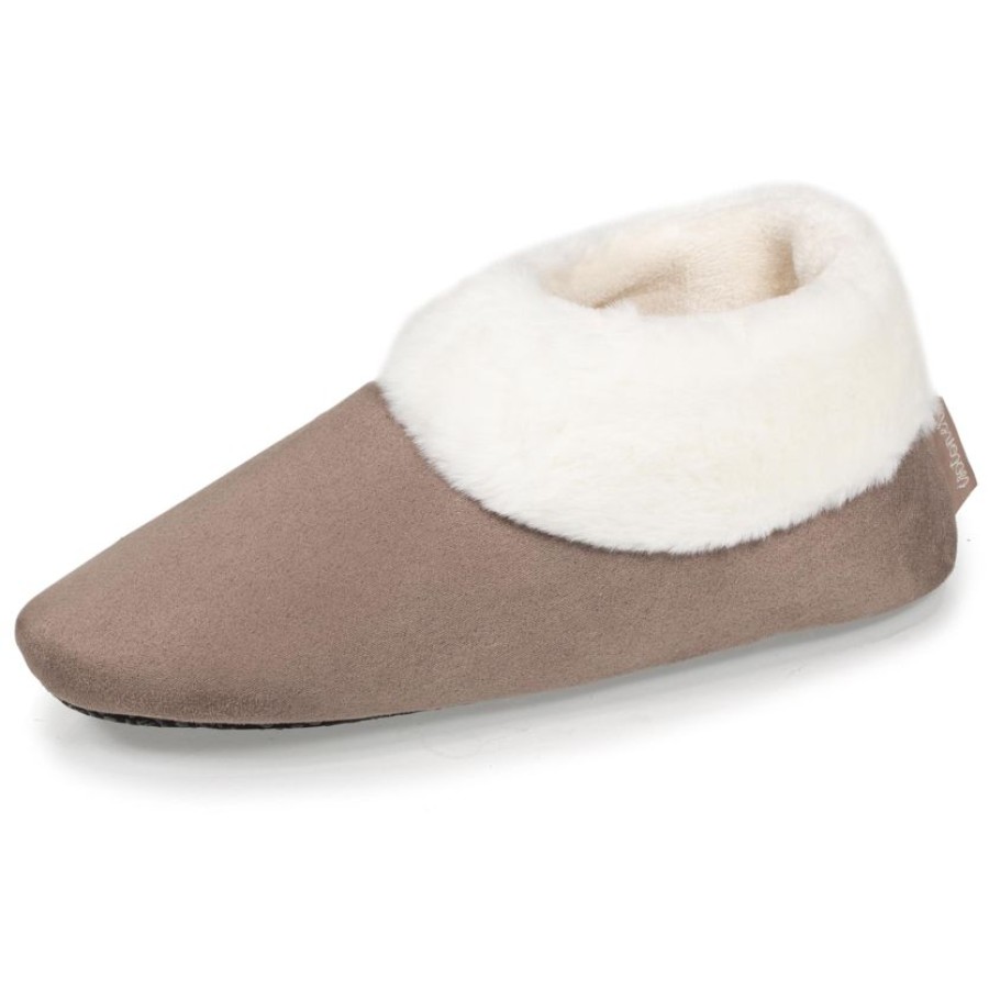 Femme Isotoner | Chaussons Bottillons Femme Taupe