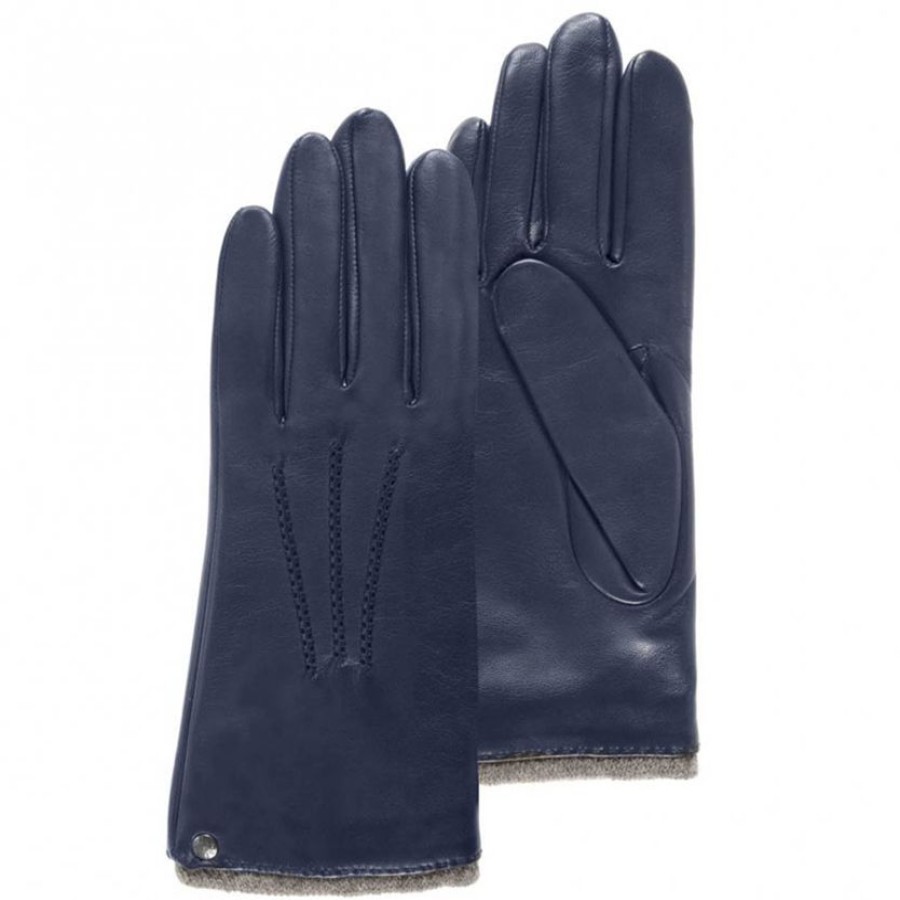 Femme Isotoner | Gants Femme Cuir Chaud Marine