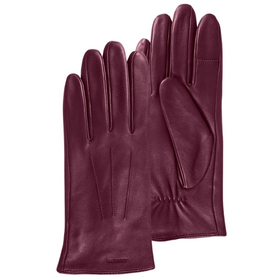 Femme Isotoner | Gants Femme Tactiles Cuir Bordeaux