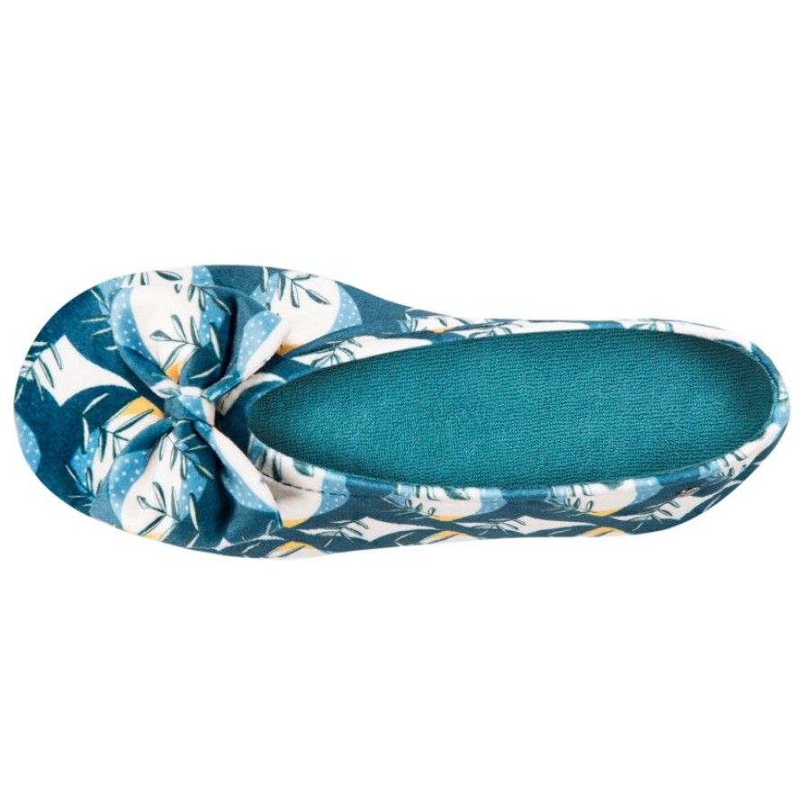 Femme Isotoner | Chaussons Ballerines Femme Grand Noeud Tropical