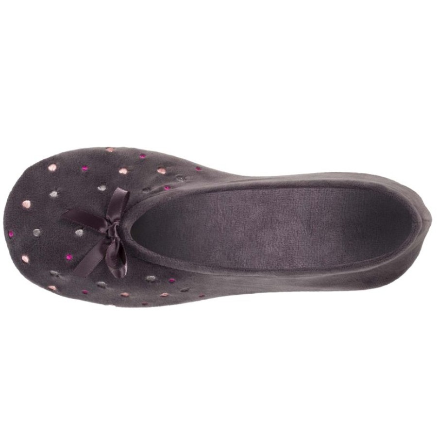 Femme Isotoner | Chaussons Ballerines Femme Pois Brodes