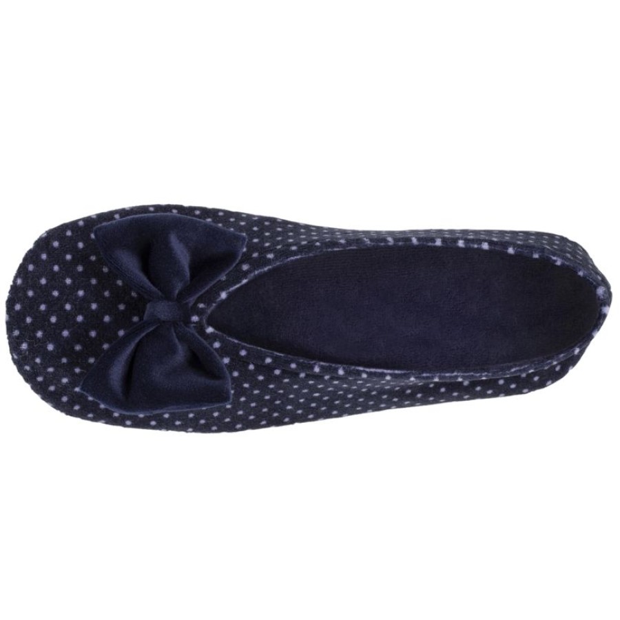 Femme Isotoner | Chaussons Ballerines Femme Grand Noeud Pois