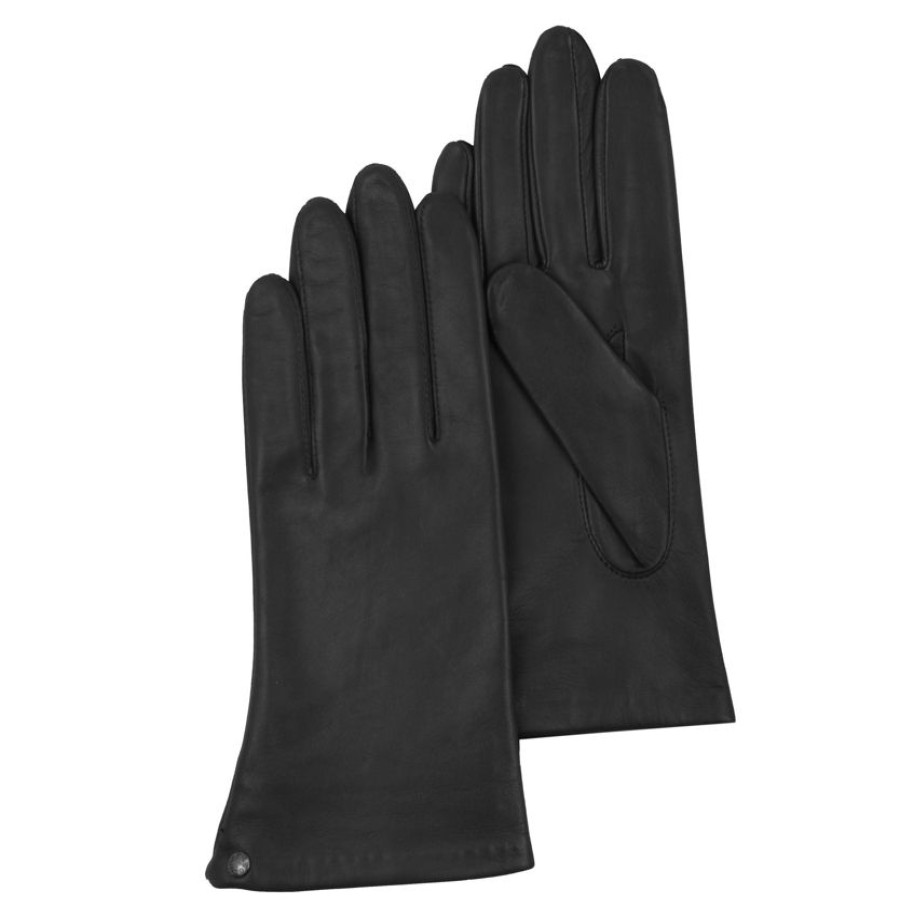 Femme Isotoner | Gants Femme Cuir Double Soie Noir