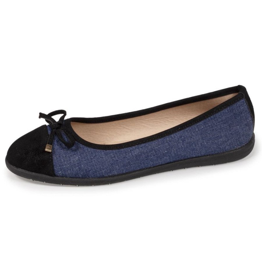 Femme Isotoner | Ballerines Femme Noeud Effet Jean Bleu