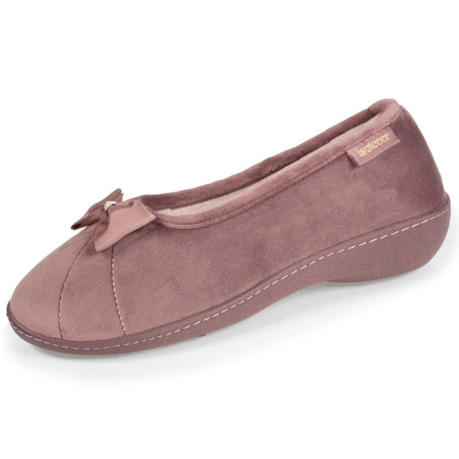 Femme Isotoner | Chaussons Ballerines Talon Femme Taupe