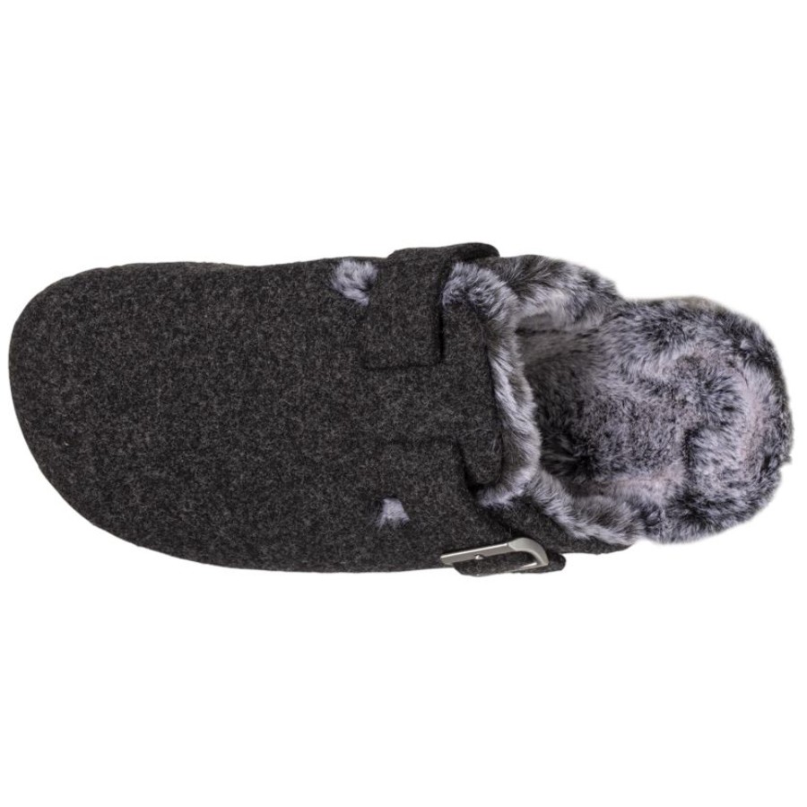 Femme Isotoner | Chaussons Sabots Femme Feutrine Gris Chine