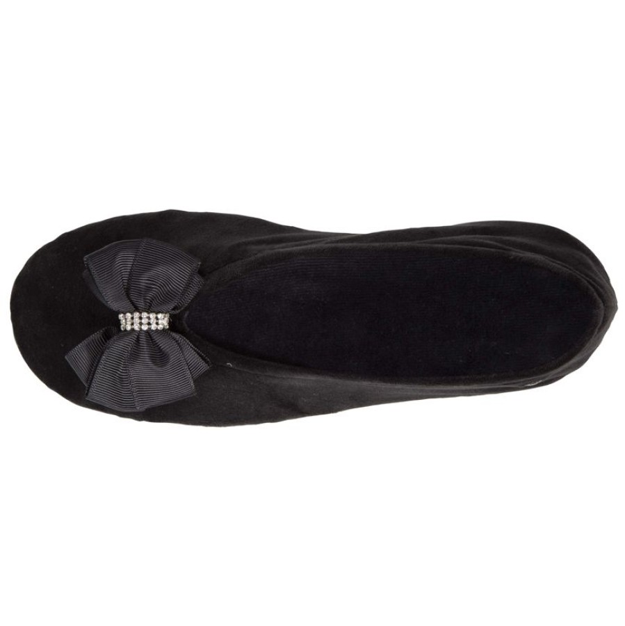 Femme Isotoner | Chaussons Ballerines Femme Noeud Precieux Noir