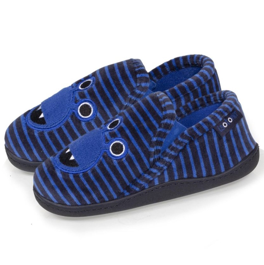 Enfant Isotoner | Chaussons Mocassins Enfant Monstre Rayures