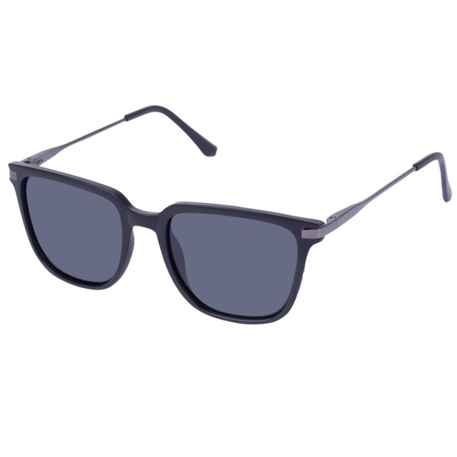 Homme Isotoner | Lunettes De Soleil Mixte Noir Carre Gomme