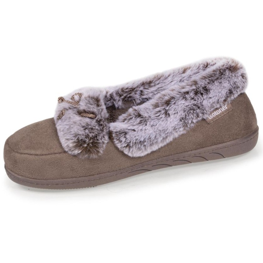 Femme Isotoner | Chaussons Mocassins Femme Taupe