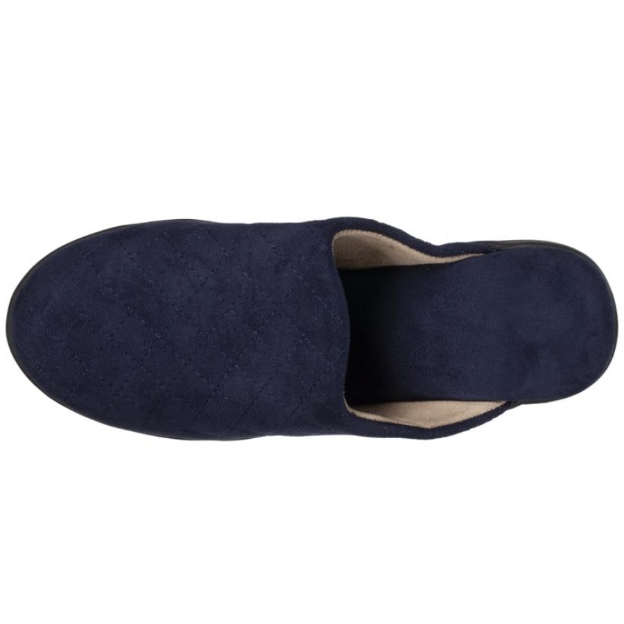 Femme Isotoner | Chaussons Mules Femme Talon Marine Matelasse