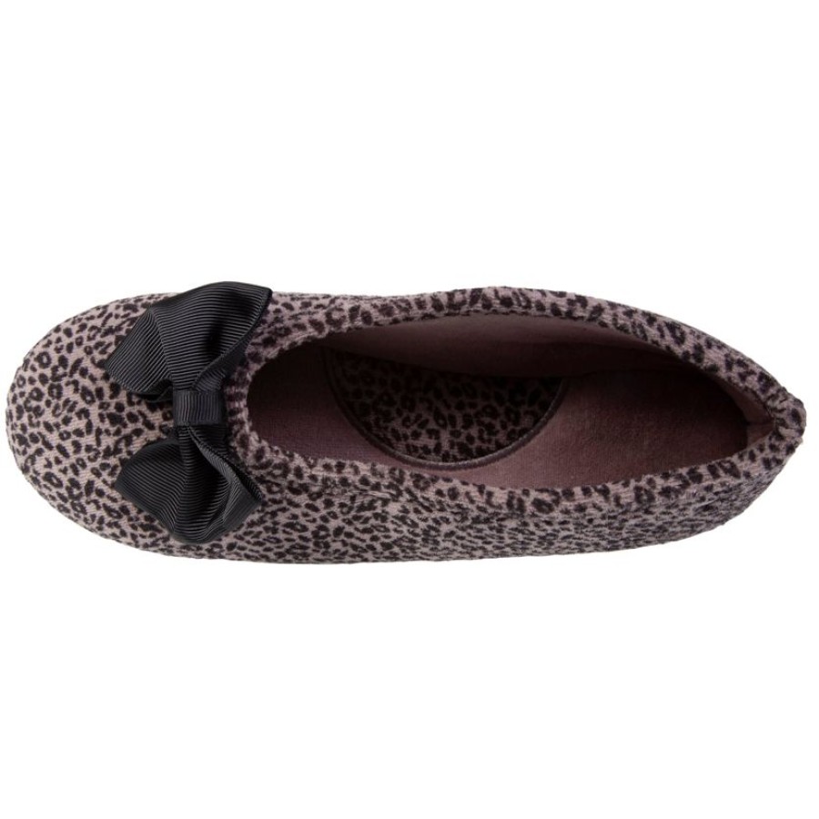 Femme Isotoner | Chaussons Ballerines Femme Noeud Leopard