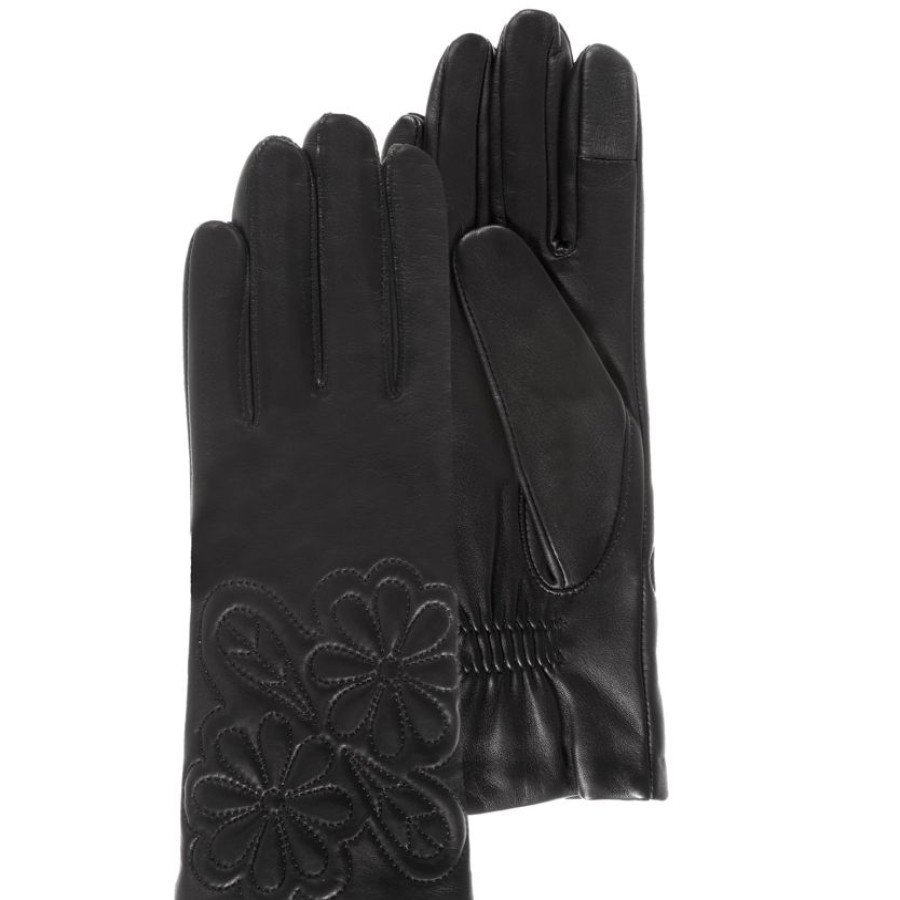 Femme Isotoner | Gants Long Femme Cuir D'Agneau Noir