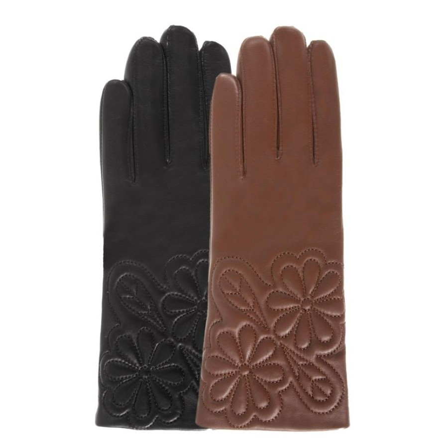 Femme Isotoner | Gants Long Femme Cuir D'Agneau Noir