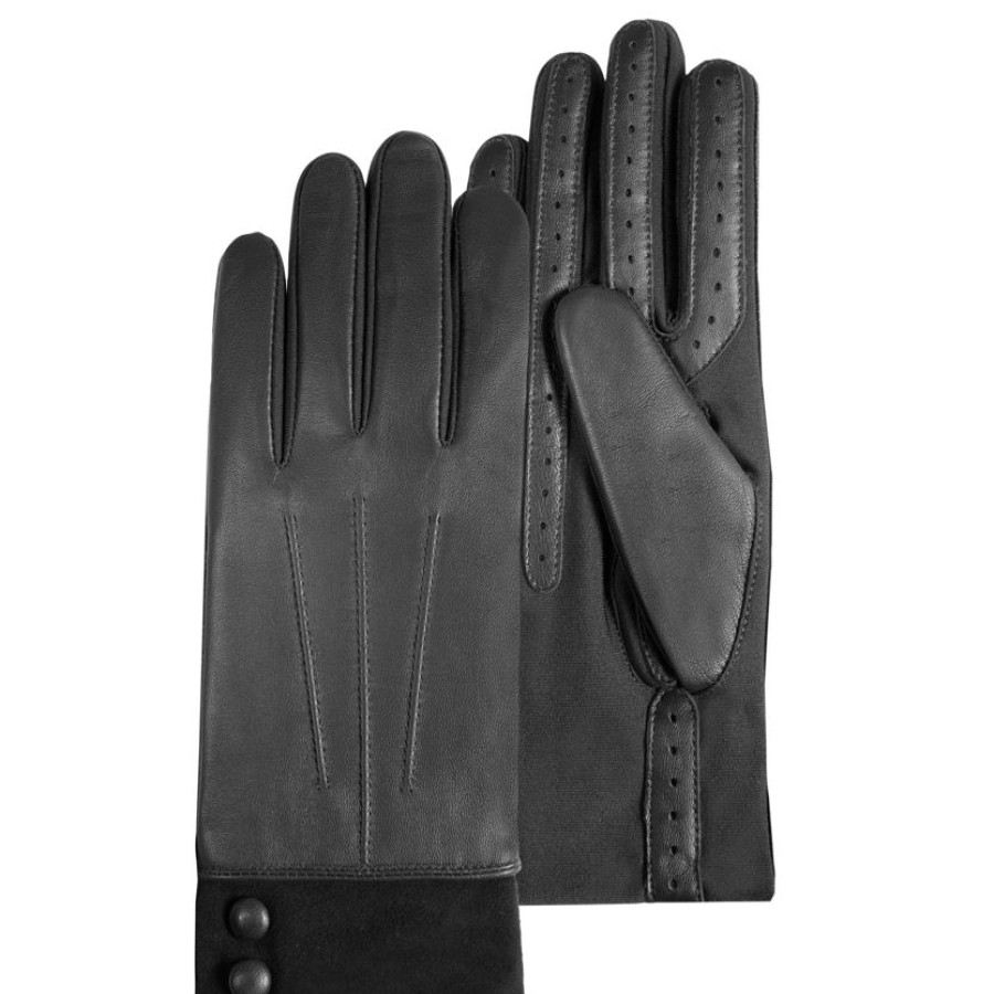 Femme Isotoner | Gants Femme Tactiles Cuir Noir