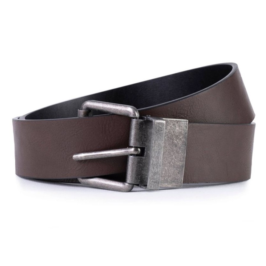 Homme Isotoner | Ceinture 2 En 1 Reversible Marron