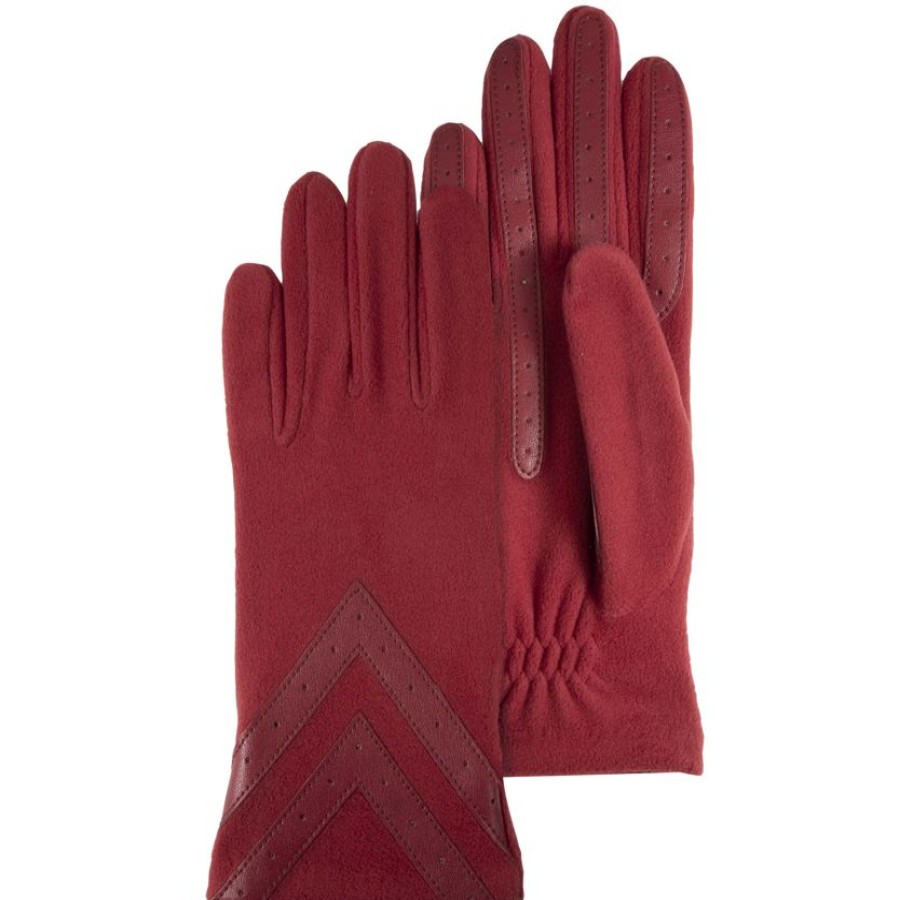 Femme Isotoner | Gants Femme Tactiles Polaire Recyclee Rouge