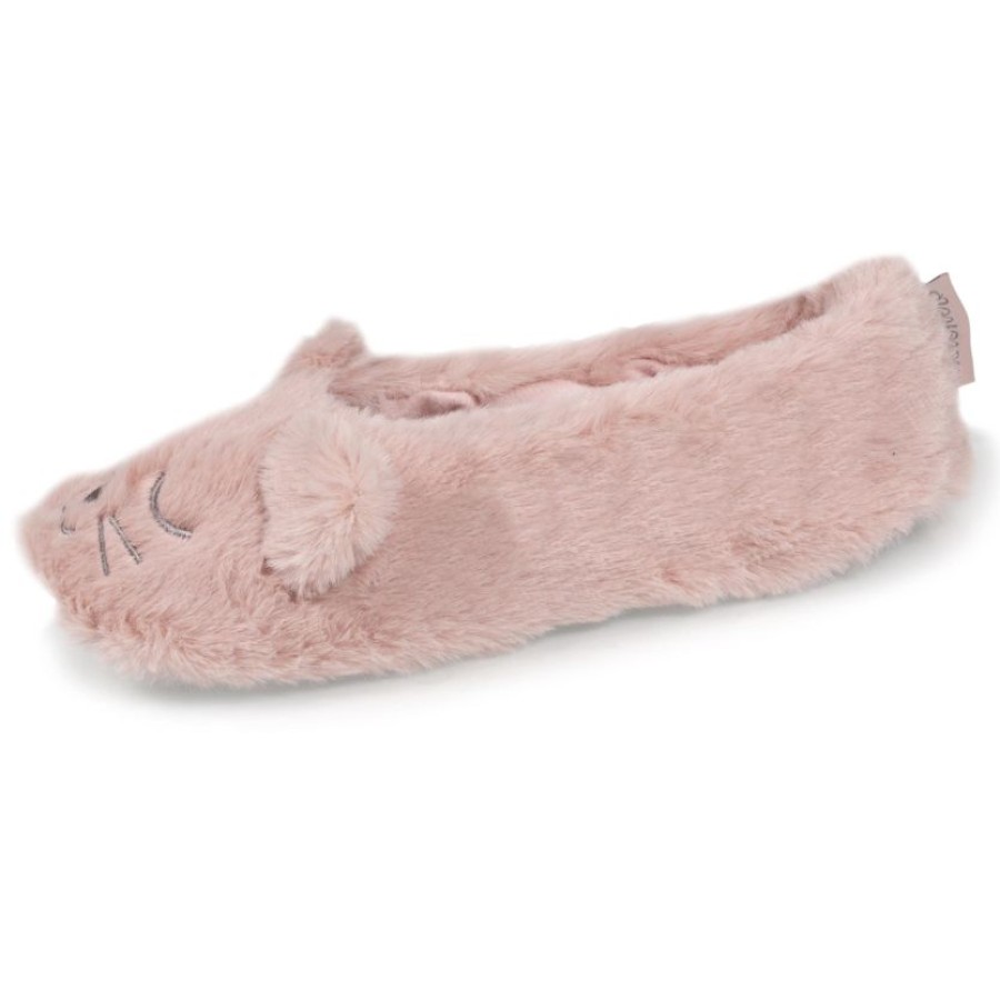 Femme Isotoner | Chaussons Ballerines Femme 3D Chat Rose