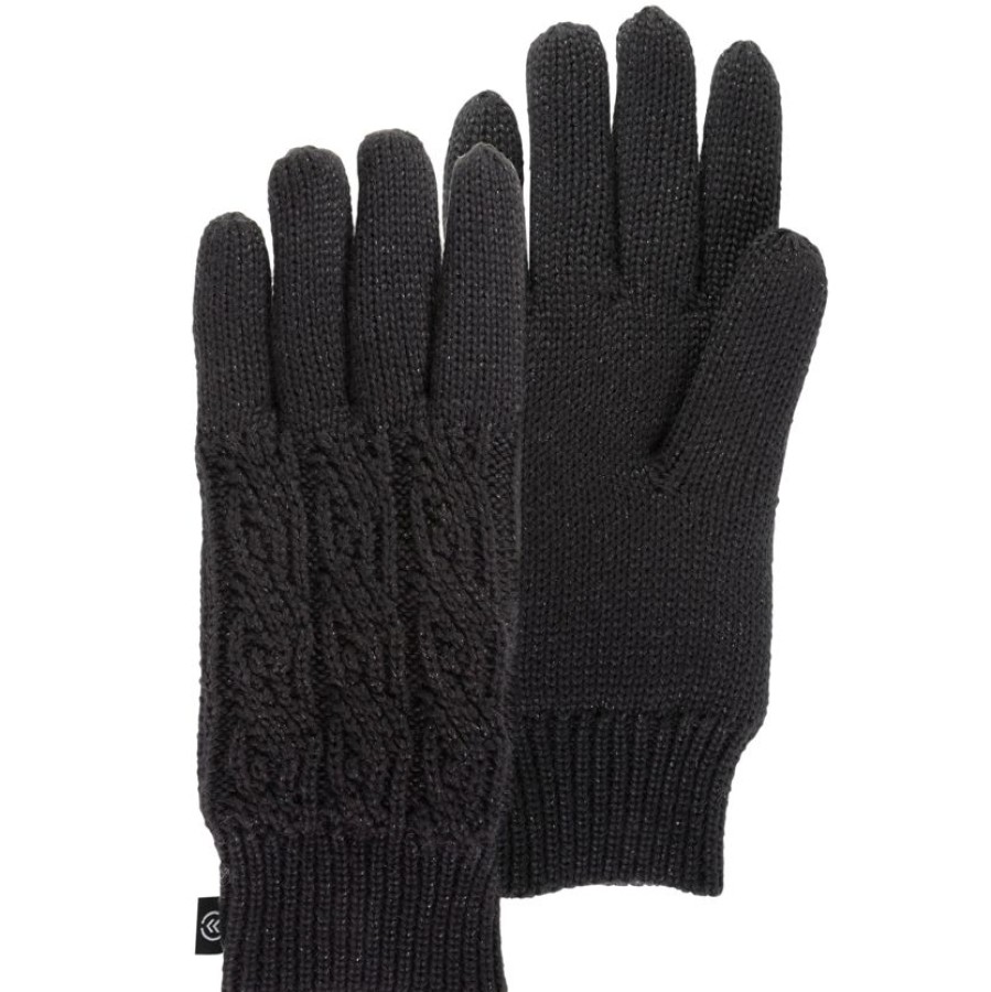 Femme Isotoner | Gants Femme En Maille Recyclee Noir