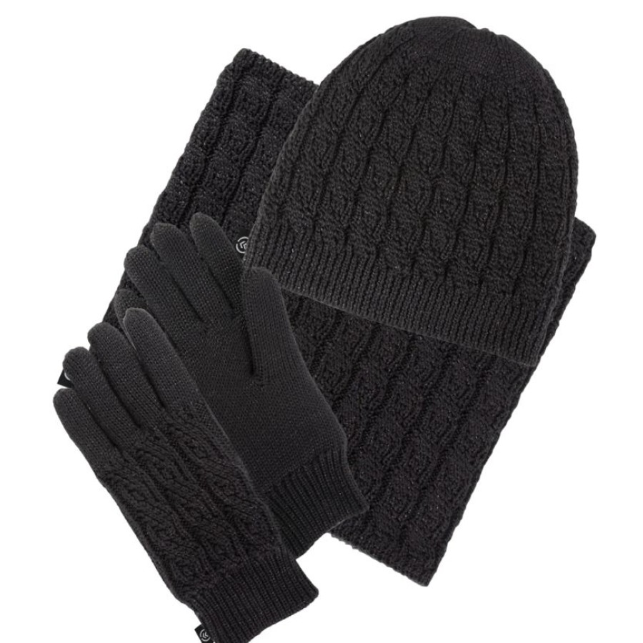 Femme Isotoner | Gants Femme En Maille Recyclee Noir