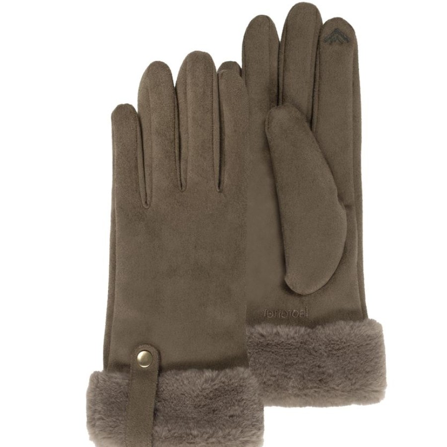 Femme Isotoner | Gants Femme Kaki Tactiles Suedine