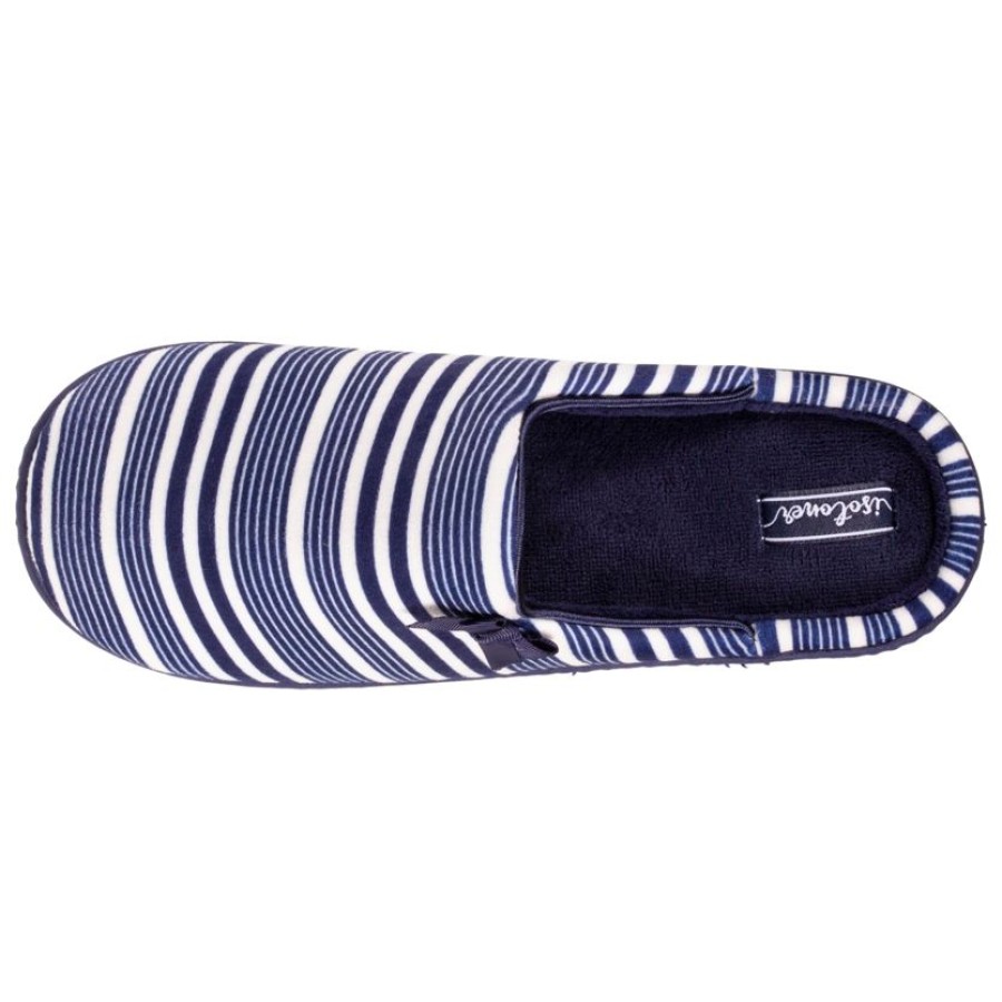 Femme Isotoner | Chaussons Mules Femme Rayures Marine