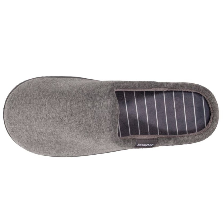 Homme Isotoner | Chaussons Mules Homme Gris Chine Rayures