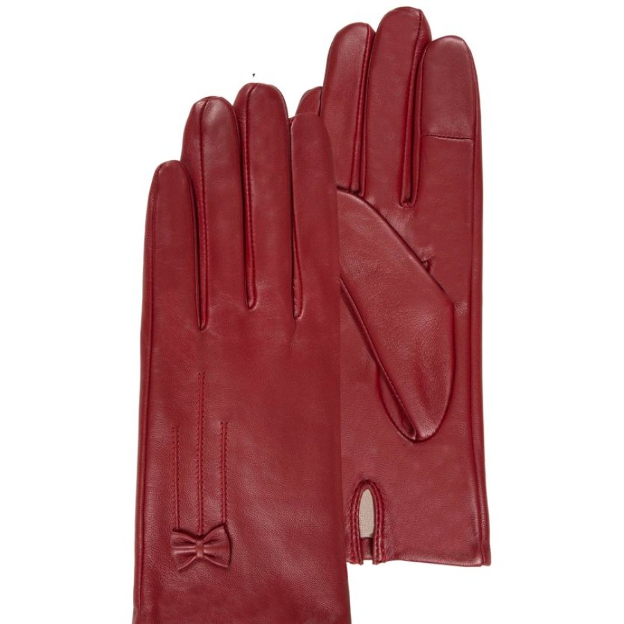 Femme Isotoner | Gants Femme Tactiles Cuir Rouge