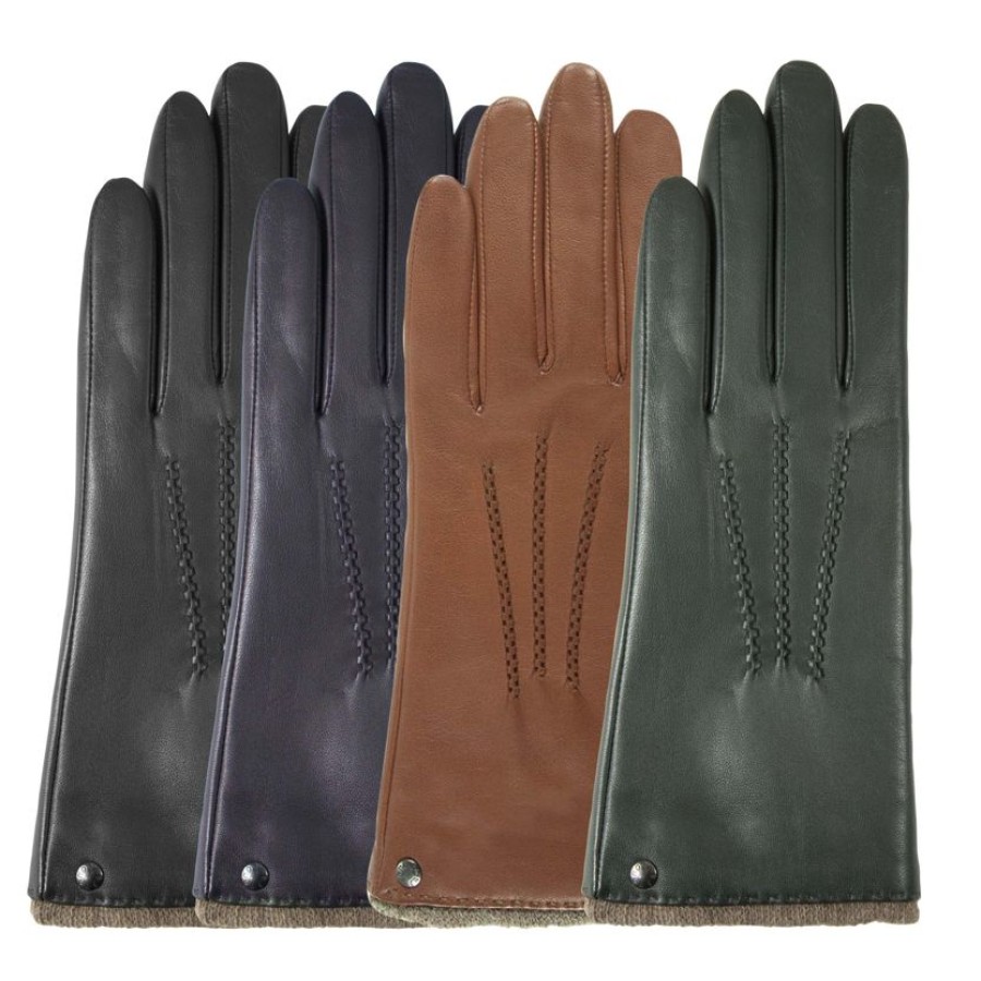 Femme Isotoner | Gants Femme Cuir Chaud Noir