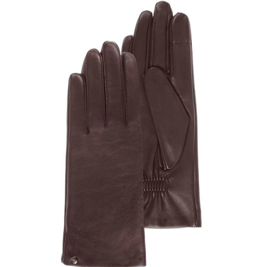 Femme Isotoner | Gants Femme Tactiles Cuir Doubles Marron