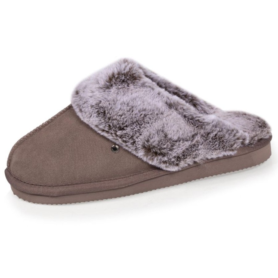 Femme Isotoner | Chaussons Mules Femme Taupe