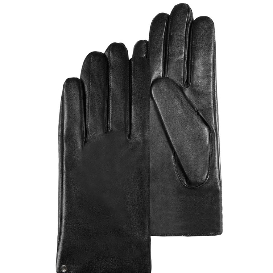 Femme Isotoner | Gants Femme Tactiles Cuir Chaud Noir