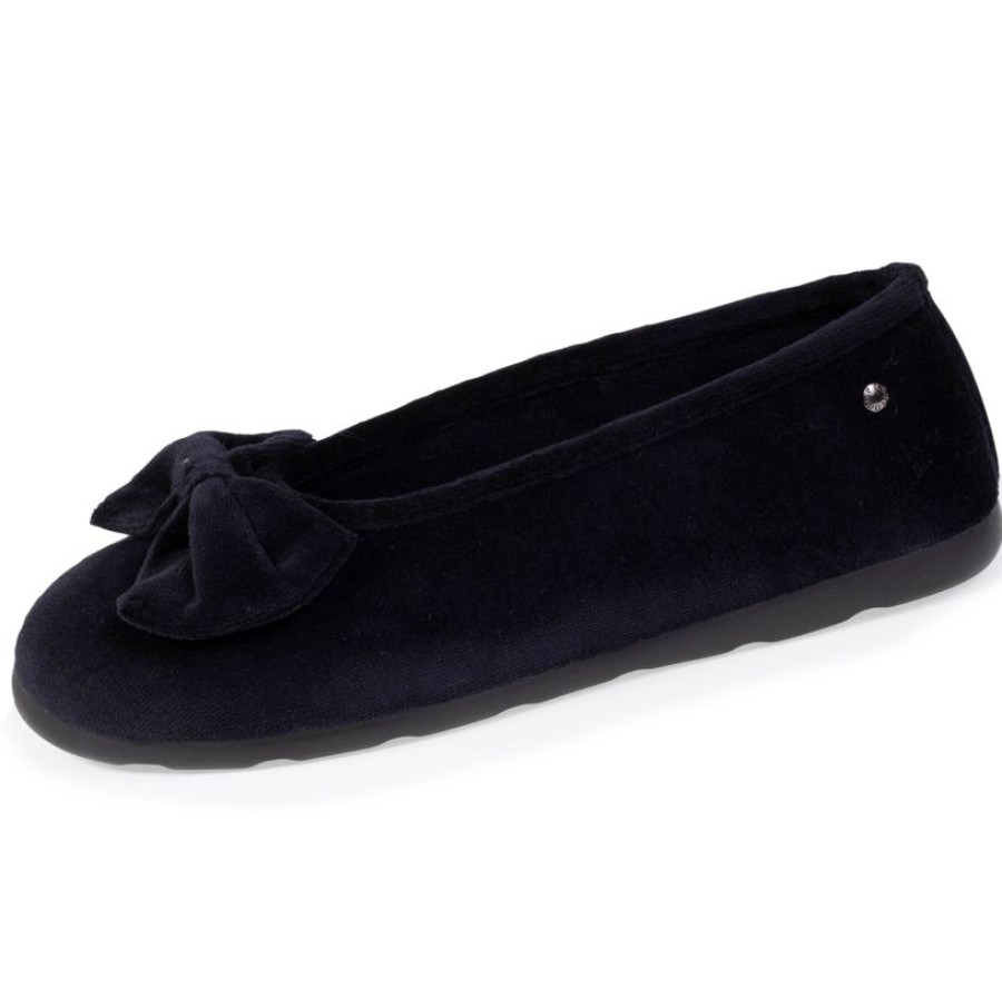 Femme Isotoner | Chaussons Ballerines Femme Noeud Noir