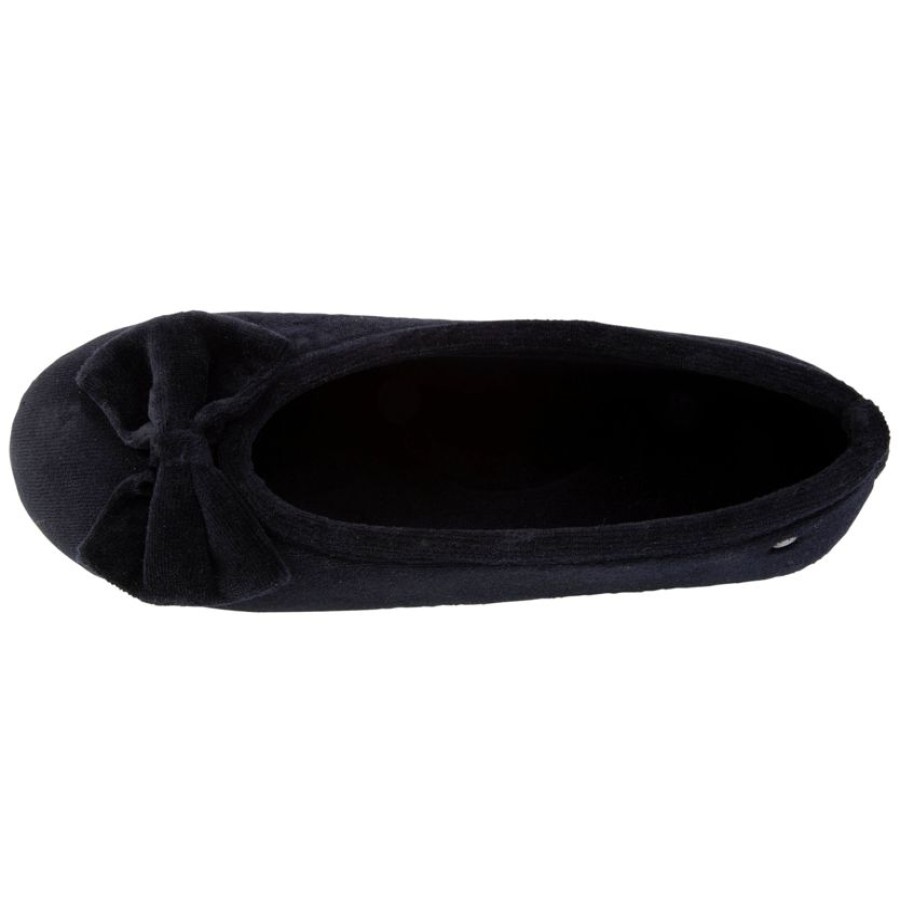 Femme Isotoner | Chaussons Ballerines Femme Noeud Noir