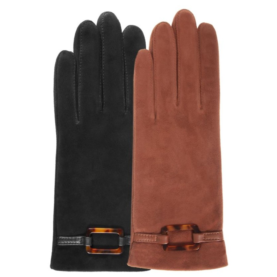 Femme Isotoner | Gants Femme Cuir De Chevre Velours Mandarine