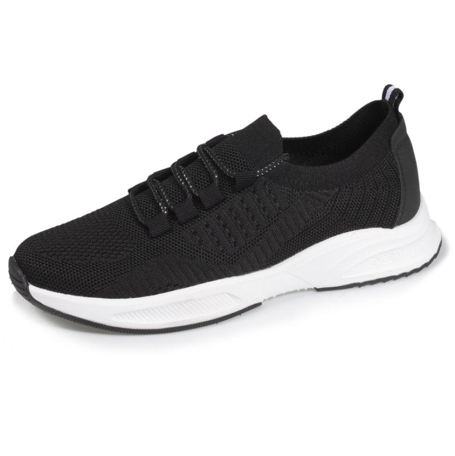 Femme Isotoner | Baskets Confort Femme Slip-On A Lacets Noir