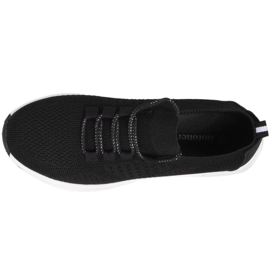 Femme Isotoner | Baskets Confort Femme Slip-On A Lacets Noir