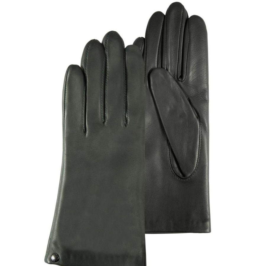 Femme Isotoner | Gants Femme Cuir Double Soie Sapin