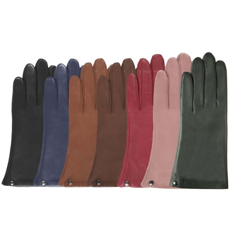 Femme Isotoner | Gants Femme Cuir Double Soie Sapin