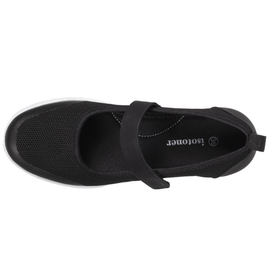 Femme Isotoner | Ballerines Femme Slip-On Confort A Scratch Noir