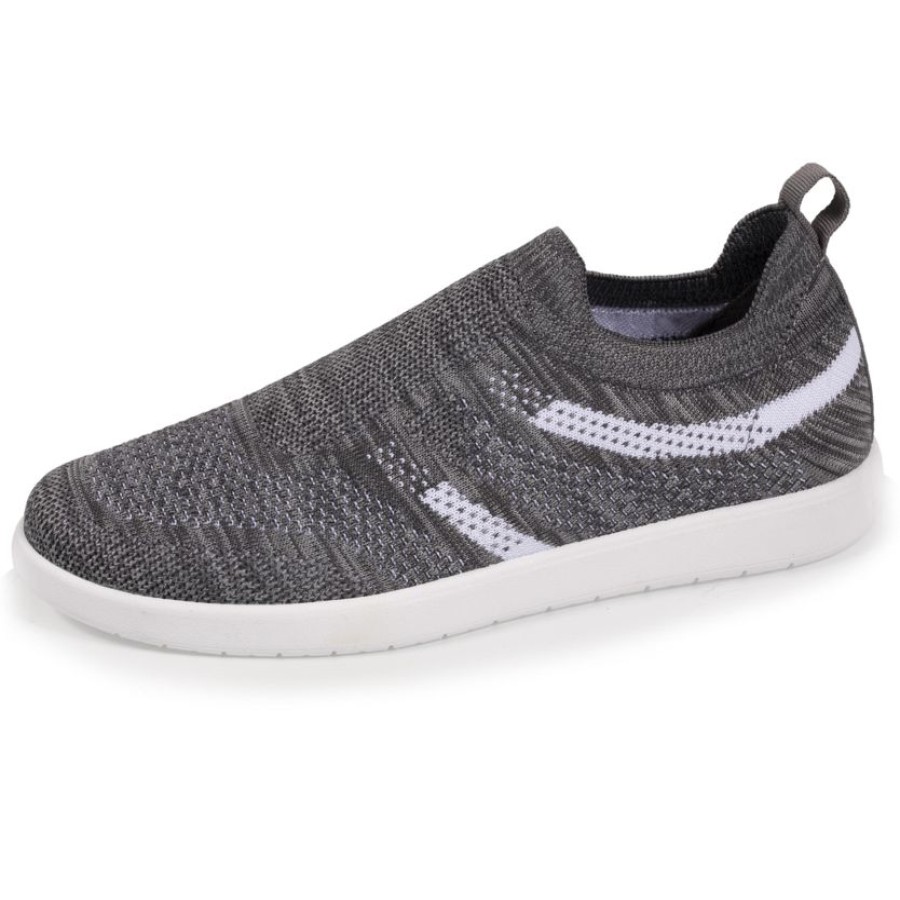 Femme Isotoner | Baskets Confort Femme Slip-On A Bandes Gris