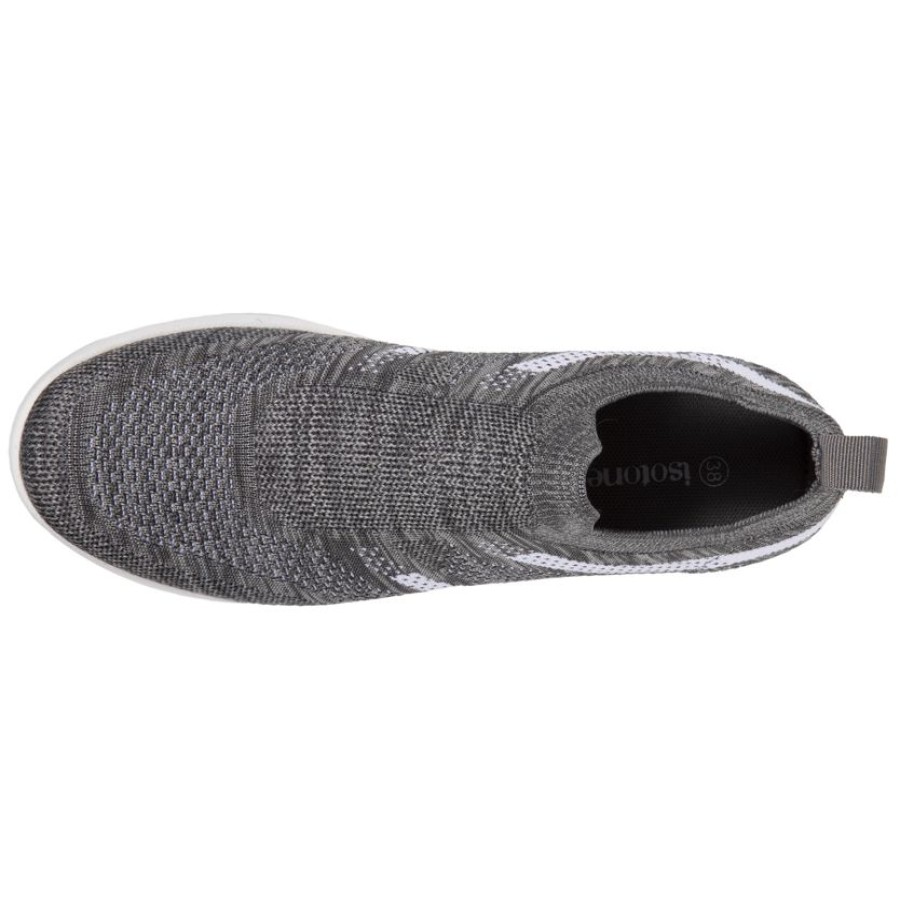 Femme Isotoner | Baskets Confort Femme Slip-On A Bandes Gris