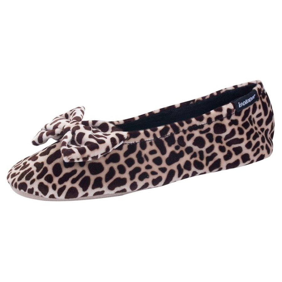 Femme Isotoner | Chaussons Ballerines Femme Noeud Girafe