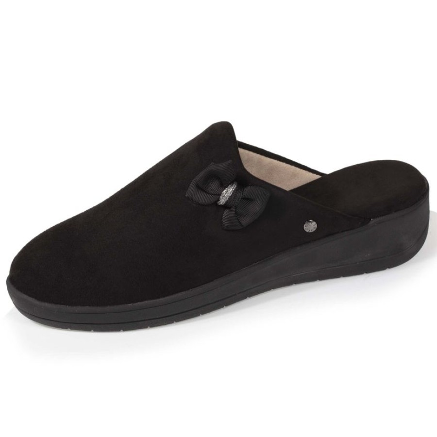 Femme Isotoner | Chaussons Mules Femme Talon Noeud Noir