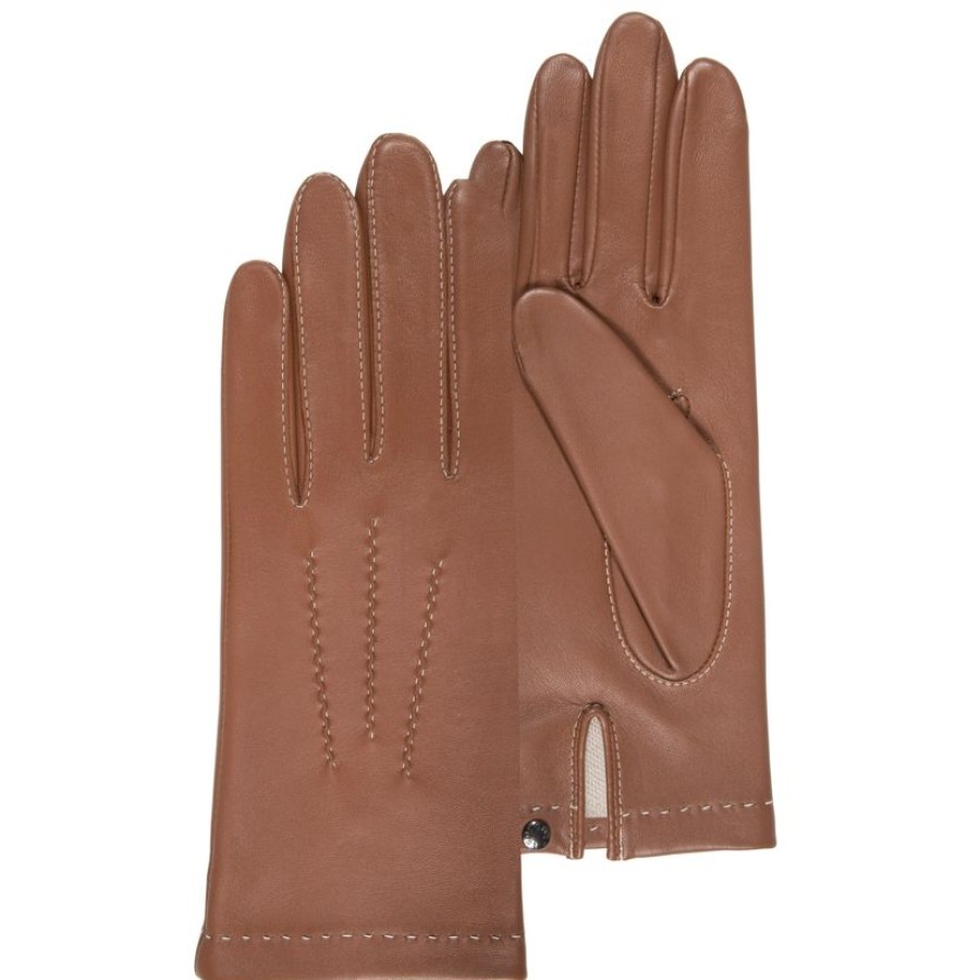 Femme Isotoner | Gants Femme 3 Baguettes Cuir Cognac