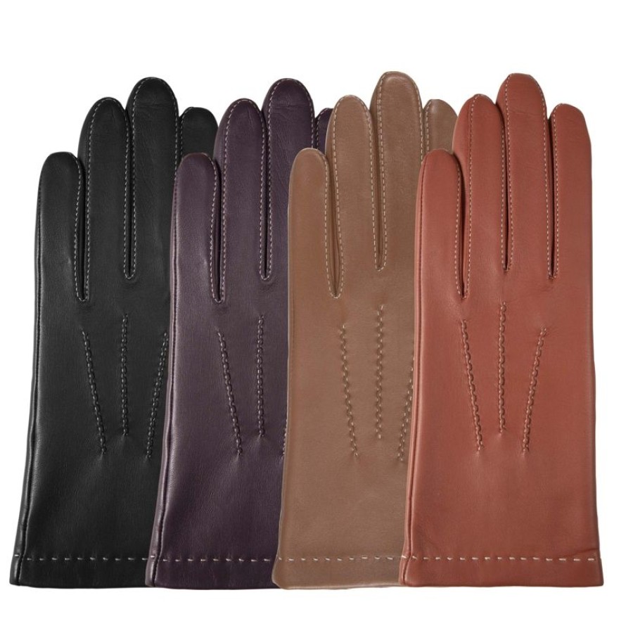 Femme Isotoner | Gants Femme 3 Baguettes Cuir Cognac