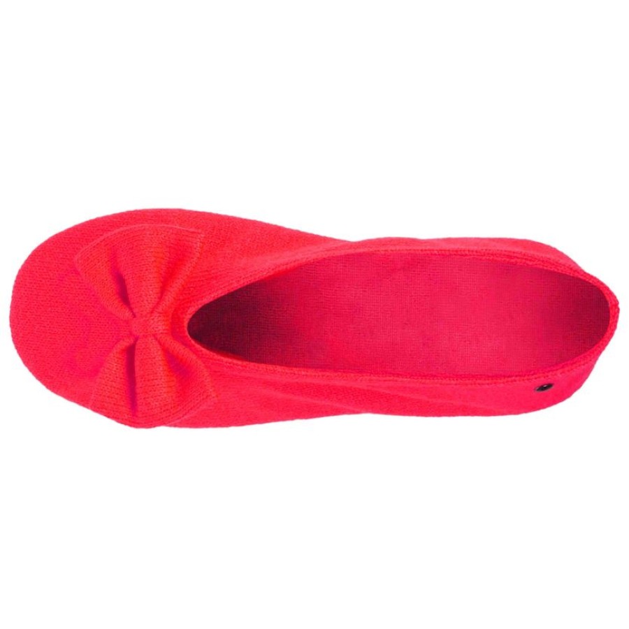 Femme Isotoner | Chaussons Ballerines Femme Noeud Rose Fluo