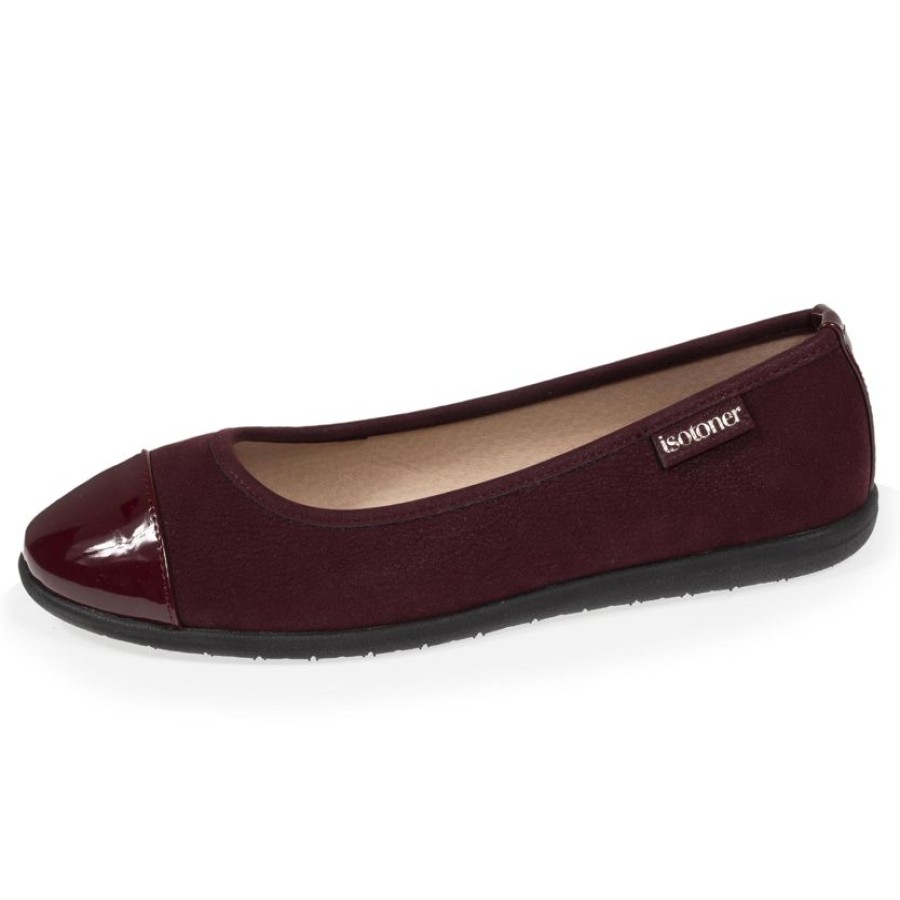 Femme Isotoner | Ballerines Femme Bi-Matiere Bordeaux