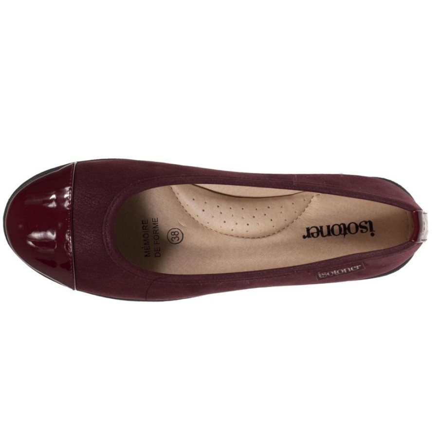 Femme Isotoner | Ballerines Femme Bi-Matiere Bordeaux